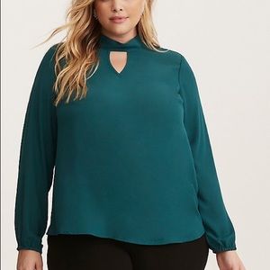 Torrid Mock tie neck blouse